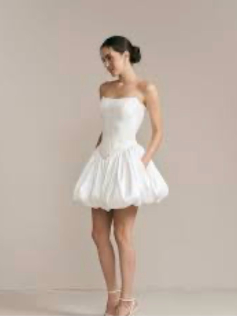 NEWOT, EVNL Strapless Bubble Hem Corset Laced Back Builtin Shorts Mini Dress - S